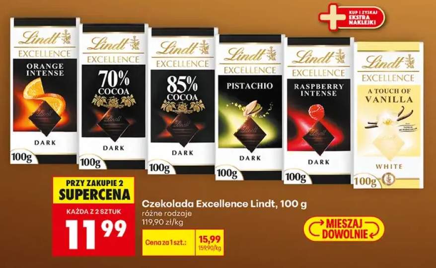 Czekolada Excellence Lindt 85% Cocoa +5 wariantów