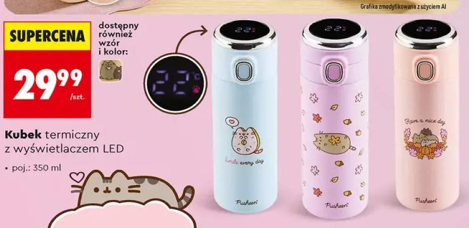 Kubek termiczny z wyświetlaczem LED Pusheen 350 ml