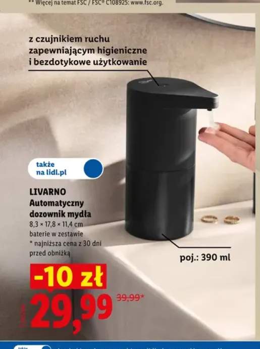 Automatyczny dozownik mydła 390 ml Livarno
