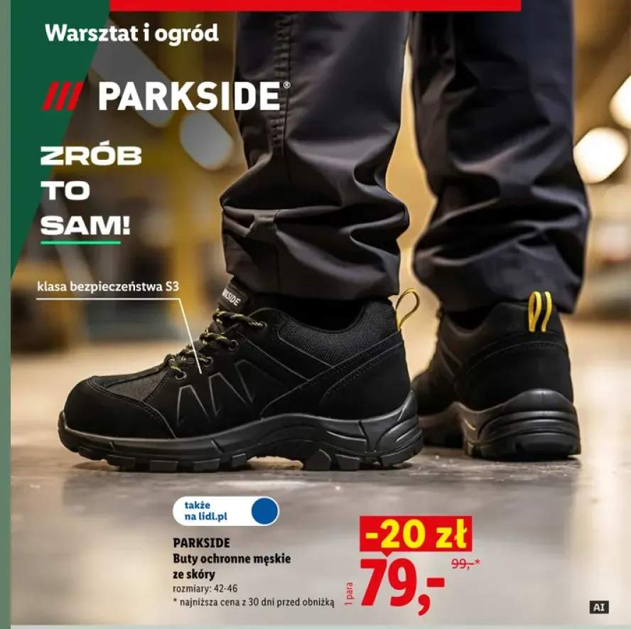 Buty ochronne męskie ze skóry Parkside