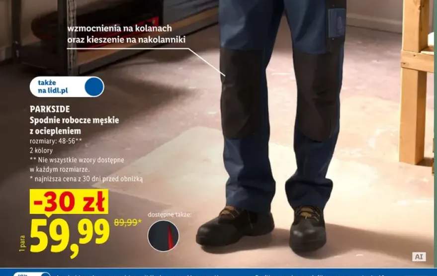 Spodnie robocze męskie z ociepleniem Parkside