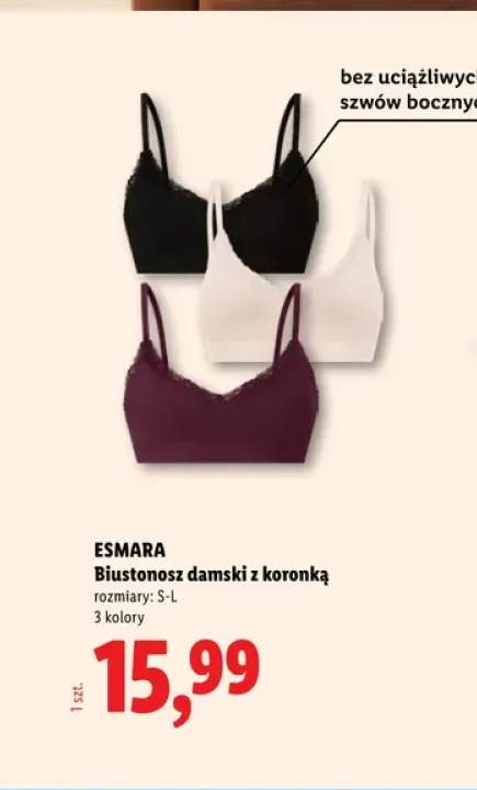 Biustonosz damski z koronką Esmara