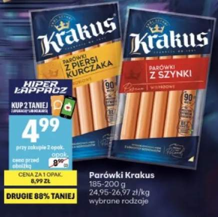 Parówki Krakus z piersi kurczaka +1 wariant