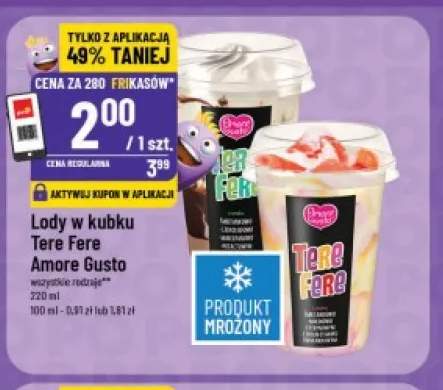 Lody w kubku Tere Fere o smaku śmietankowo-czekoladowo-marcepanowo-pistacjowym Amore Gusto +1 wariant