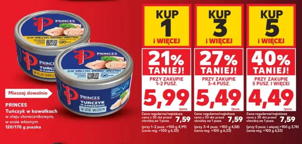 Tuńczyk w kawałkach w oleju słonecznikowym Princes +1 wariant
