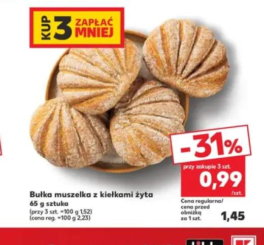 Bułka muszelka z kiełkami żyta