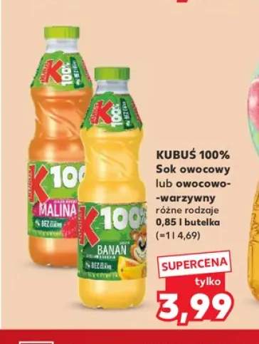 Sok owocowo-warzywny Kubuś malina 100% +1 wariant