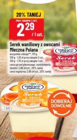 Serek waniliowy z truskawkami Mleczna Polana +1 wariant