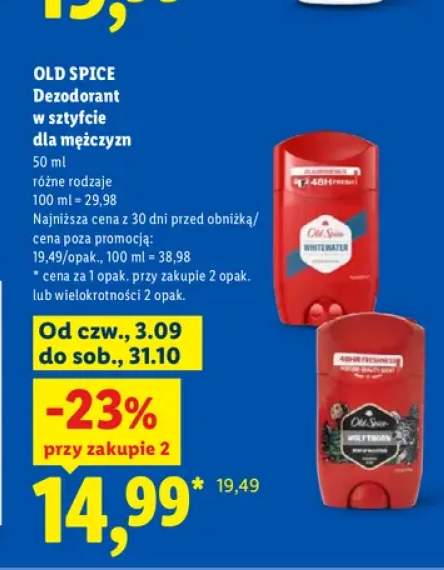 Dezodorant w sztyfcie dla mężczyzn Whitewater Old Spice +1 wariant