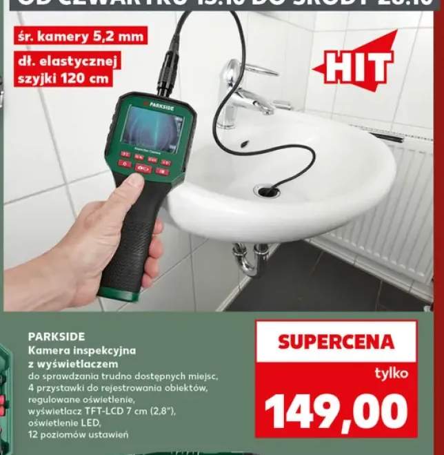 Kamera inspekcyjna z wyświetlaczem Parkside