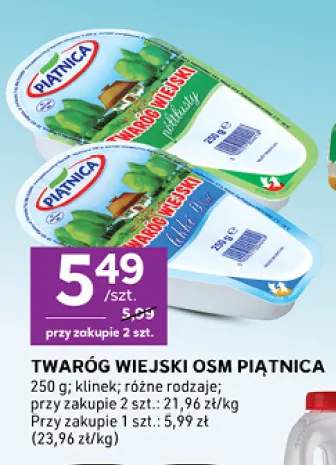 Twaróg wiejski klinek półtłusty OSM Piątnica +1 wariant