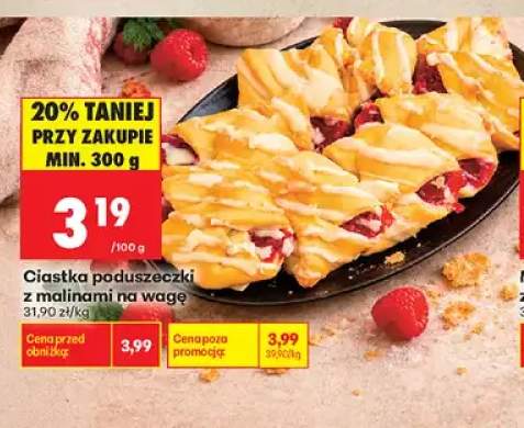 Ciastka poduszeczki z malinami na wagę
