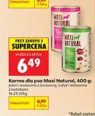 Karma dla psa Maxi Natural jeleń i wołowina z żurawiną +1 wariant
