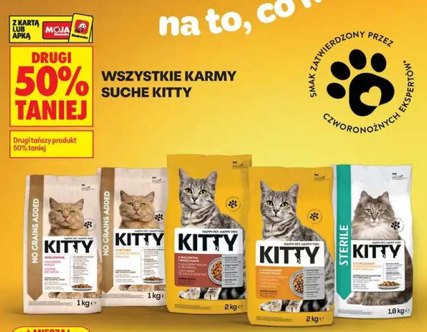 Karma sucha dla kota No Grains Added wołowina Kitty +5 wariantów