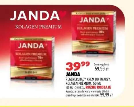 Regenerujący krem do twarzy Kolagen Premium Janda