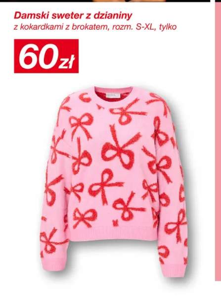 Damski sweter z dzianiny z kokardkami z brokatem