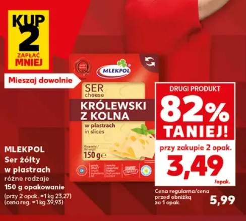 Ser żółty w plastrach Mlekpol