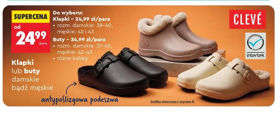 Klapki damskie bądź męskie Clevé +1 wariant
