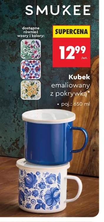 Kubek emaliowany z pokrywką 650 ml Smukee