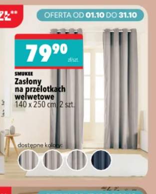Zasłony na przelotkach welwetowe 140x250 cm 2-pak Smukee