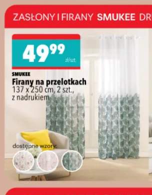 Firany na przelotkach 137x250 cm 2-pak z nadrukiem Smukee