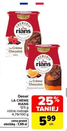 Deser La Crème Chocolat maliny Rians +1 wariant