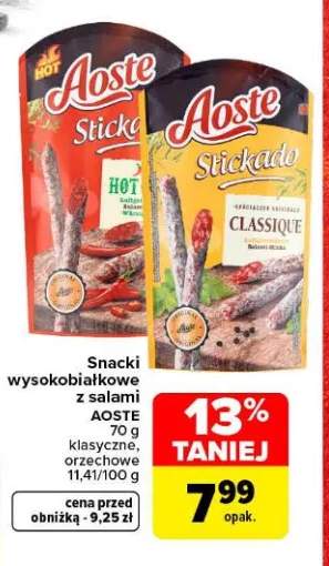 Snacki wysokobiałkowe z salami klasyczne Aoste +1 wariant