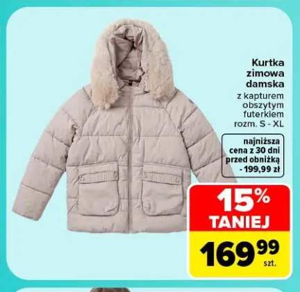 Kurtka zimowa damska z kapturem obszytym futerkiem