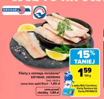 Filety z mintaja mrożone bez skóry Krymar