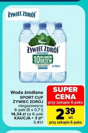 Woda źródlana niegazowana Sport Cup Żywiec Zdrój 6-pak 0,7 l
