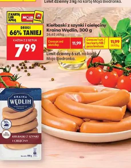Kiełbaski z szynki i cielęciny Kraina Wędlin