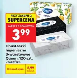 Chusteczki higieniczne 3-warstwowe Queen