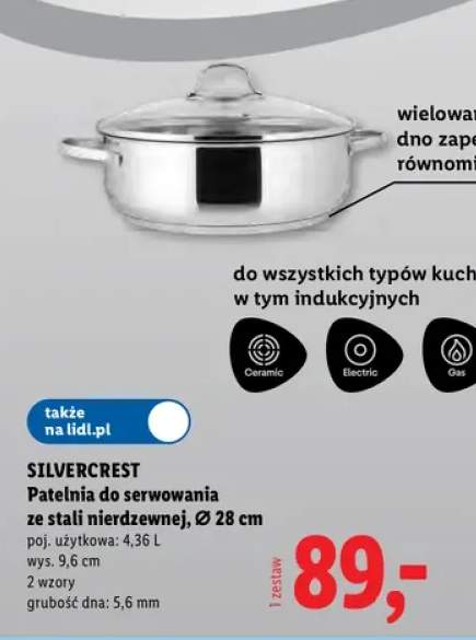Patelnia do serwowania ze stali nierdzewnej Ø28 cm Silvercrest
