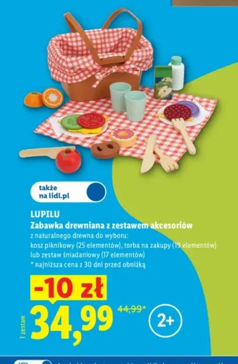 Zabawka drewniana z zestawem akcesoriów kosz piknikowy Lupilu +2 warianty