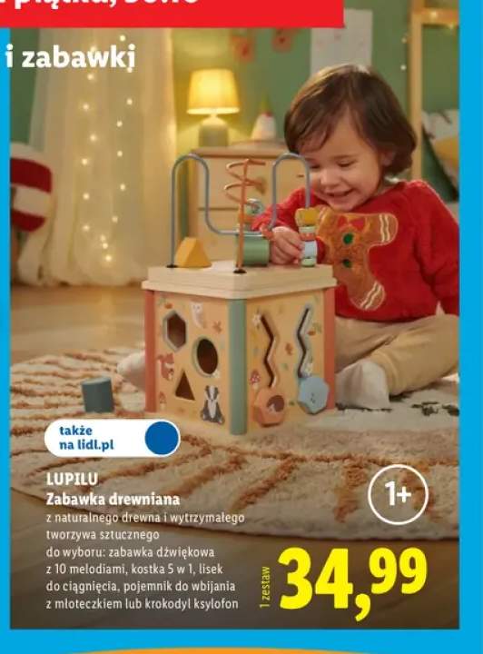 Zabawka drewniana dźwiękowa z 10 melodiami Lupilu +4 warianty