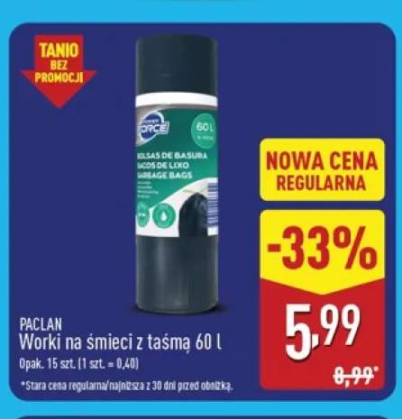 Worki na śmieci z taśmą 60 l Paclan