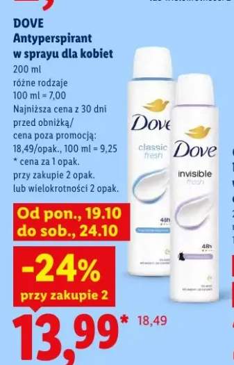 Antyperspirant w sprayu dla kobiet classic fresh Dove +1 wariant