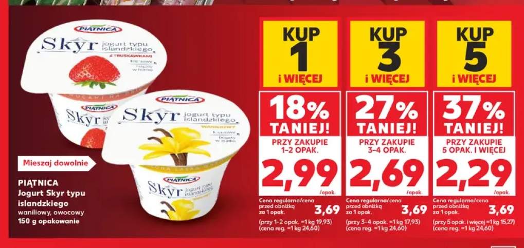 Jogurt Skyr typu islandzkiego owocowy Piątnica +1 wariant
