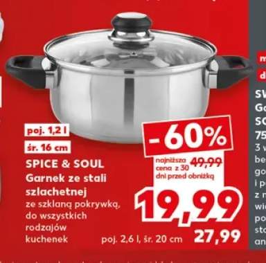 Garnek ze stali szlachetnej ze szklaną pokrywką 1,2 l Spice & Soul +1 wariant