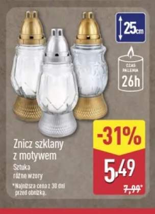 Znicz szklany z motywem