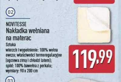Nakładka wełniana na materac Novitesse 90x200 cm