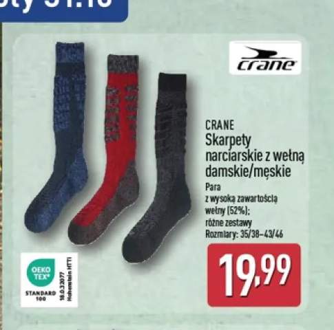 Skarpety narciarskie z wełną damskie/męskie Crane