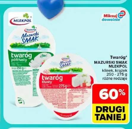 Twaróg tłusty klinek Mazurski Smak Mlekpol +1 wariant