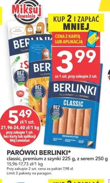 Parówki classic Berlinki +2 warianty