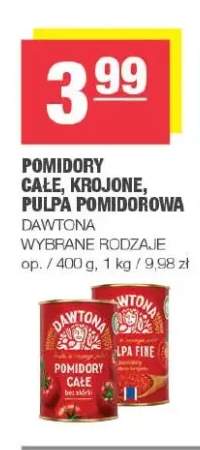 Pomidory całe, krojone, pulpa pomidorowa Dawtona