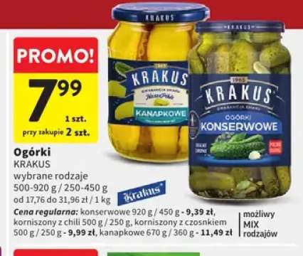 Ogórki konserwowe Krakus +3 warianty