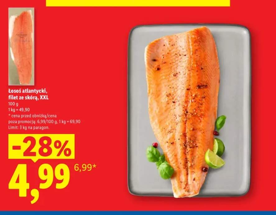 Łosoś atlantycki filet ze skórą XXL