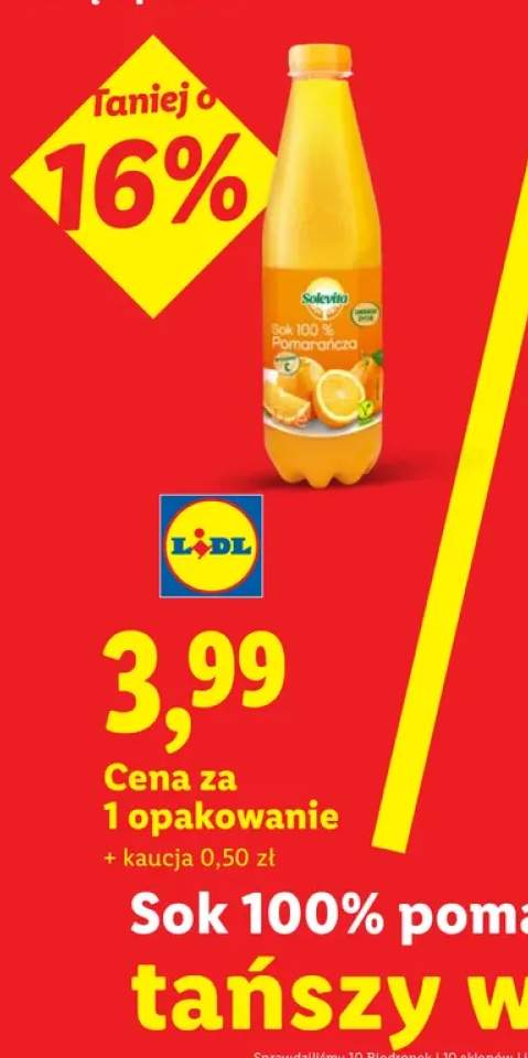 Sok pomarańcza Solevita 100%