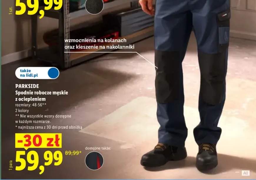Spodnie robocze męskie z ociepleniem Parkside