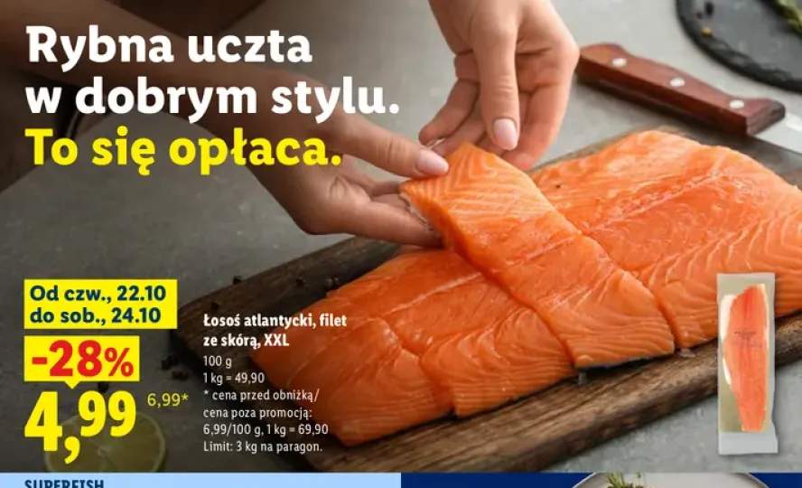 Łosoś atlantycki filet ze skórą XXL